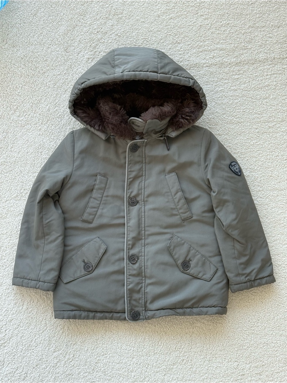 Bonpoint Kids Hooded Winter Parka - khaki